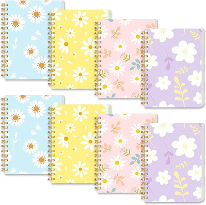 Koogel 8PCS Spiral Notebook Journals, A6 Hardcover Journal Notebooks, 80 Sheets/160 Pages Wirebound Diary Planner for School Office Home Gifts