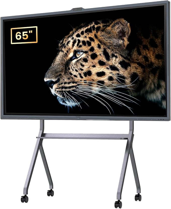 Enther 65″ Smart Board V6530 Kit, Interactive Display Whiteboard, 4K UHD Touch Screen Vibe Board, All-in-One Digital Smartboard for Classroom Home Office Studio(Board&Shelf)