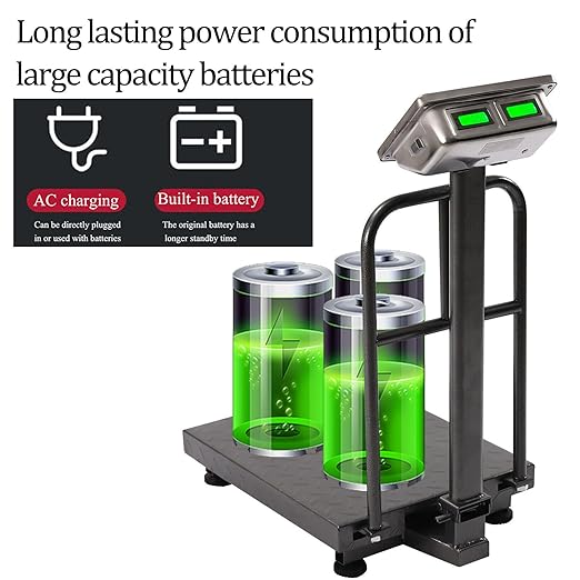 660LBS Industrial Platform Scale Weight Computing Digital Scale Floor Platform Scale with Removable Guardrail Perfect for Postal Luggage Shipping Mailing Weighing LB/KG