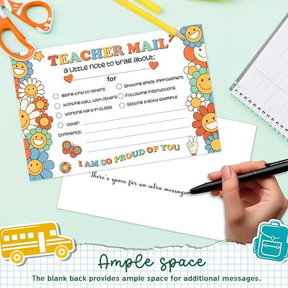 LOVEDMORE Groovy Teacher Mail Incentives Cards for Elementary Students, Classroom Rewards Cards for Teachers