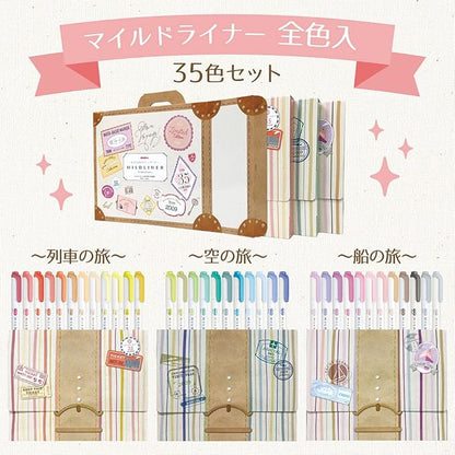 ZEBRA WKT7-35C Highlighter, Mildliner, 35 Color Set, Gift Box Included