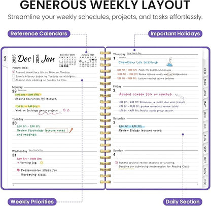 2026 Planner, Weekly and Monthly Calender Planner, Jan 2026 to Dec 2026, Hardcover 2026 Calendar Planner Book with Tabs & Inner Pocket, Office Home School Supplies for Women & Men - A5 (6.3" x 8.5"), Periwinkle Blue