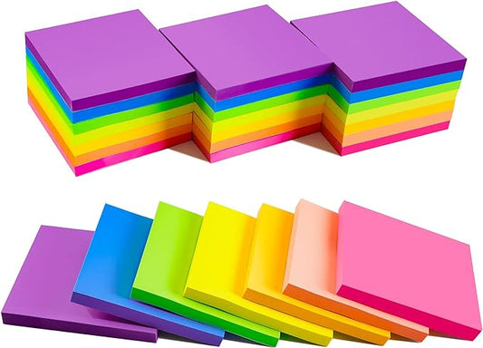 (28 Pads) Sticky Notes 3 x 3 in, Bright Colorful Super Sticking Power Memo Post Stickies, High Stickiness Square Sticky Notes for Office, Home, School, Meeting, 72 Sheets/pad
