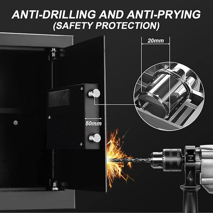 Tenamic Fireproof Safe Box 2.0 Cuft Electronic Digital Security Box, Keypad Large Lock Box Cabinet Safes with Internal Light, Solid Alloy Steel Office Hotel Home Safe with 2 Passwords, Black