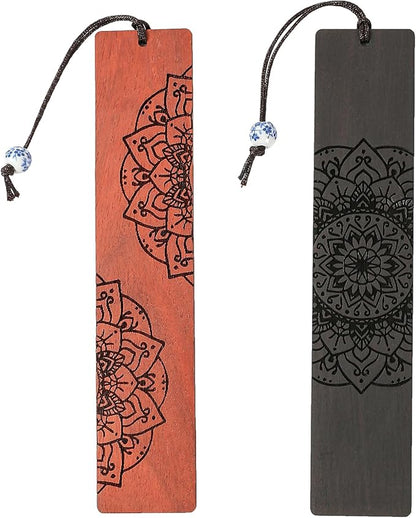 Mandala Bookmark, Book Marks for Book Lovers, Wooden Bookmarks for Adults, Book Lover Gifts (Round Mandala)