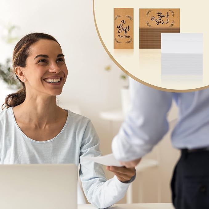 Sabary 200 Pcs Christmas Money Envelopes for Cash Gifts Set 100pcs 3.5 x 7.28 Inches a Gift for You Envelopes 100 White Envelope for Church Wedding Graduations Birthdays Certificate Currency Offering