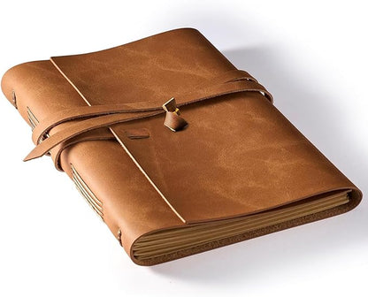 Leather Journal Notebook - Genuine Leather Journals for Writing 8x10 Inches, Large Size Vintage Journal For Men and Women, Artist,Travel Journal, Brown