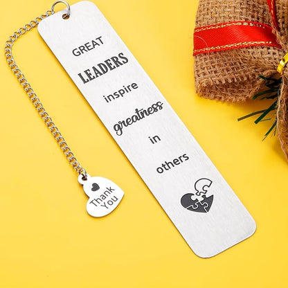 Great Leaders Gift for Bosses Day Bookmark Boss Lady Promotion Gifts for Women Mentor Boss Gifts for Men Birthday New Job Retirement Farewell Going Away Holiday Christmas Valentines Day Gift