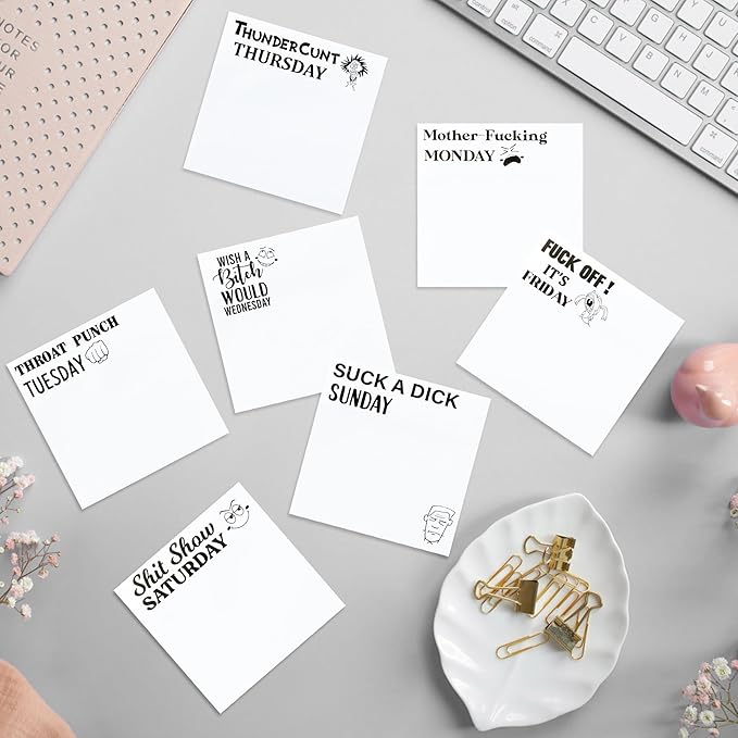 21 Pack Funny Daily Sticky Notes - Swear Word Sarcastic Sayings Self Sticky Notepads Humorous Describing Mentality Writing Memo Pads Page Marker for Adults Coworker Gift Office Supplies