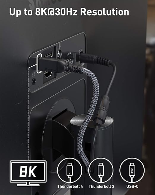 Maxonar [4Ft] Thunderbolt 4 Cable, 240W Thunderbolt Cable 40Gbps Sync 8K/5K@60Hz Display and for Thunderbolt 4, Thunderbolt 3, USB4, and USB-C Devices
