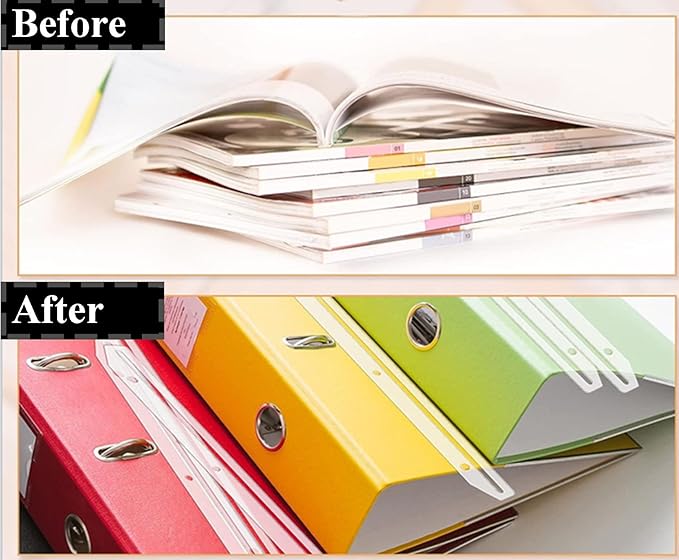 60Pcs 3 Ring Binders,Magazine Holders for Binders 3 Hole Punched Plastic Magazine Organizer Binder Accessories 3 Ring Binder Insert Strips for File Book Paper Magazine Collector, Translucent White