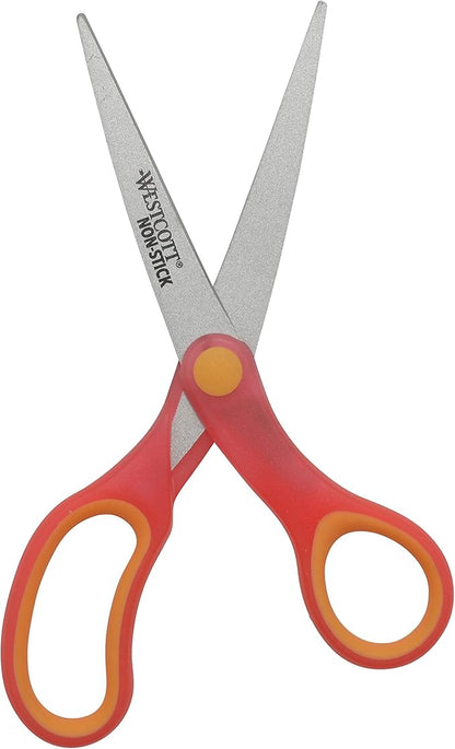 Westcott 7" Non-Stick Student Scissors for Kids 12-14 - Scissors for School or Crafting - Back to School Supplies - Color May Vary