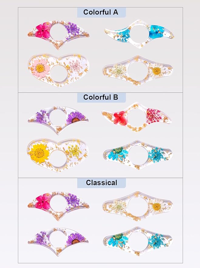 4 Pieces Dried Flower Resin Book Page Holder Transparent Thumb Ring Page Holder Handmade Personalized Flower Resin Bookmark Reading Accessories Gift for Teachers Book Lovers (Colorful A)