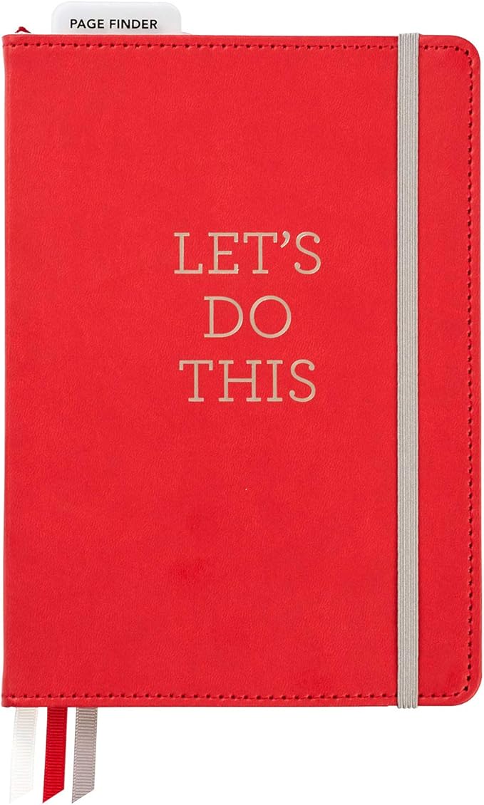 C.R. Gibson Red Leatherette "Let's Do This" Dot Grid Notebook Journal, 6" W x 8.5" L, 240 Pages