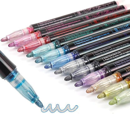 Shimmer Outline Markers Doodle Outline Pens:12 Glitter Pens Outliner Set Christmas Stocking Stuffers Tween Teen Girl Gifts Trendy Stuff Cute Arts Crafts Supplies Kids Ages 4 6 8 9 10 14 16 18 Year Old