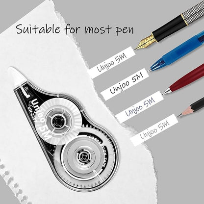 Correction Tape, Easy To Use Applicator for Instant Corrections, For school, Office (12pack, 5M/196" x 0.2", White)