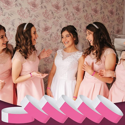 600 Packs Paper Wristbands for Events Neon Party Wristbands Colored Waterproof Paper Club Arm Bands Lightweight Identification for Concert Bar Entrance Admission(Pink)