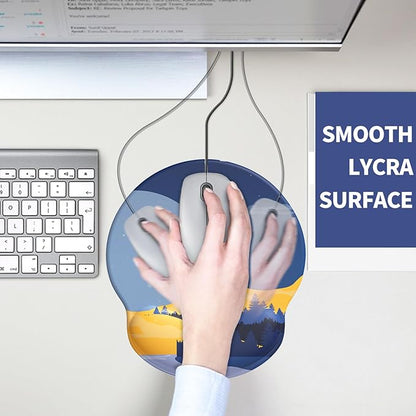 eulps Mouse Pad with Wrist Rest, Comfortable Computer Mousepad with Gel Wrist Support Smooth Surface and Non-Slip PU Base for Pain Relief, Laptop, Office & Home (Moon Night)