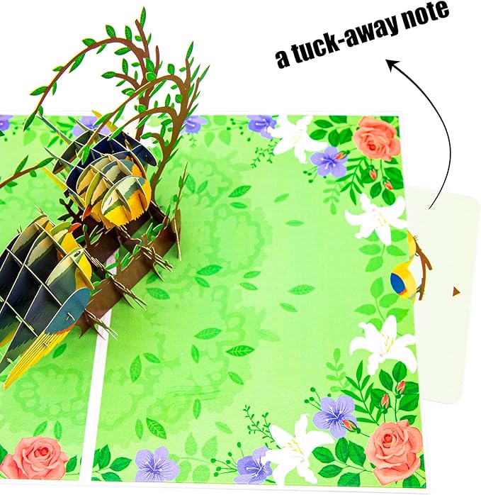 Love Birds Pop Up Card, Couple Finches Kissing, Romantic Bird Card, 3D Greeting Cards for All Occasions, Valentine’s Day, Happy Birthday, Anniversary, Wedding