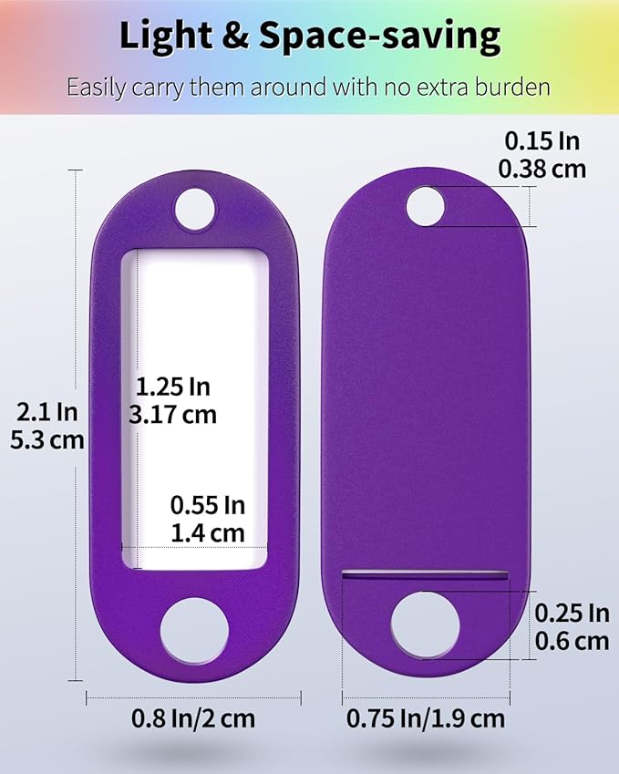 Uniclife 2 Inch Tough Plastic Key Tags in 10 Assorted Colors Item Identifiers Markers with Blank Paper Labels Protective Plastic Films and Split Rings, 10 Pack