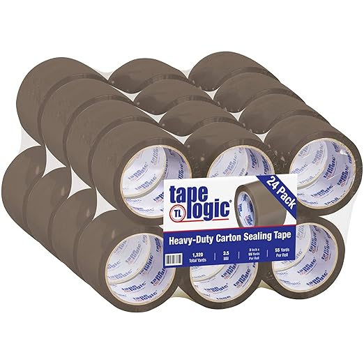 Aviditi Tape Logic 3 Inch x 55 Yard 3.5 Mil Tan, Heavy Duty Acrylic Packing Tape, 24 Pack, Perfect for Packing, Shipping, Moving, Home and Office (T905350T)