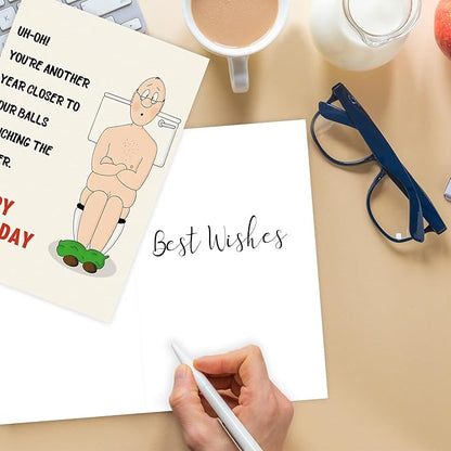 Funny Birthday Card for Men, Humorous Bithday Gifts Card for Him, Boyfriend Husband Birthday Card, Birthday Card for Dad - YOU'RE ANOTHERYEAR CLOSER TOYOUR BALLS TOUCHING THEWATER
