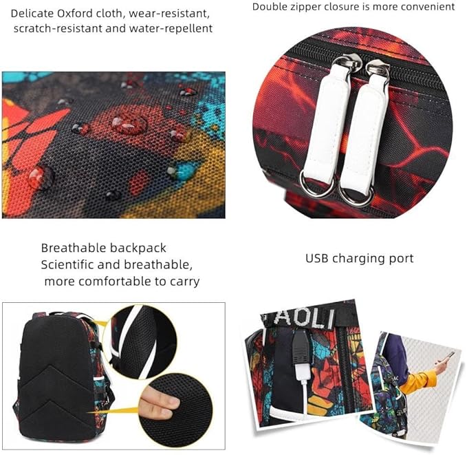 Soccer Superstar M-essi-10 Multifunctional Laptop Backpack Teenage Travel Backpack Fans Schoolbag (B)