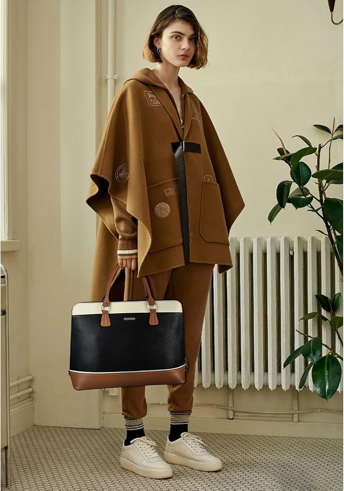 Telena Laptop Tote Bag for Women, 15.6 Inch Shoulder Tote Bag Leather Briefcase for Women, Large Capacity Handbag Bags