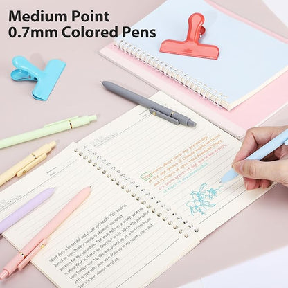 FIOVER Colored Pens, 12 Pack Colorful Gel Pens, Medium Point 0.7mm, Smooth Writing Journaling Supplies Multicolor Ballpoint for Journaling, Drawing, Doodling, and Note Taking(12PCS Aesthetic+Vintage)