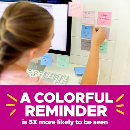 Post-it Super Sticky 100% Recycled Pop-up Notes, 3 in. x 3 in., 70 Sheets, 6 Pads, Wanderlust Collection, School Supplies and Office Products