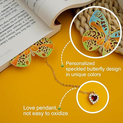 Butterfly Bookmarks for Women,Metal Bookmark,Unique Gifts Book Markers for Women Book Lovers,Teacher Appreciation Gifts,Valentine Mother's Day Christmas New Year Birthday Gift (03-Spotted)