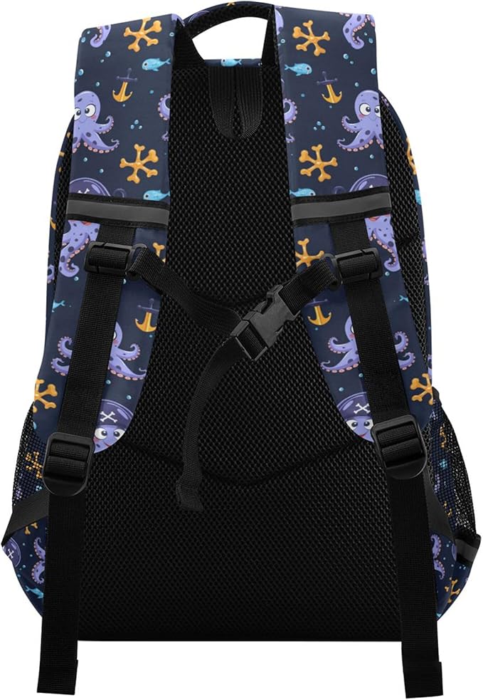 MNSRUU Laptop Backpack with Chest Strap, Octopus School Backpack, Travel Hiking Backpack for Boys Girls Teen Adult, Rucksack, Knapsack