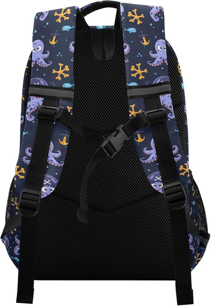 MNSRUU Laptop Backpack with Chest Strap, Octopus School Backpack, Travel Hiking Backpack for Boys Girls Teen Adult, Rucksack, Knapsack