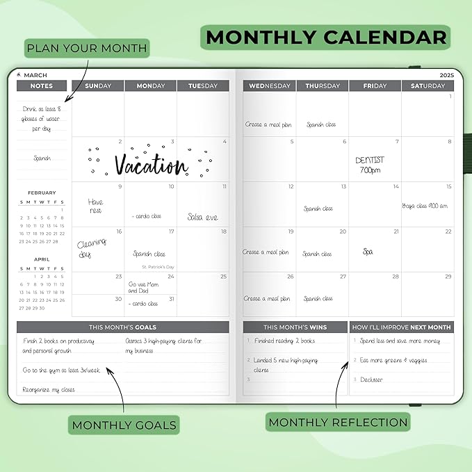 Clever Fox Dated Planner 2025-2026 – Weekly Life Planner Notebook for Goal Setting & Time Management – Planner with Habits Tracker, to-do List & Dated Pages – A5, Lasts 1 Year (Forest Green)