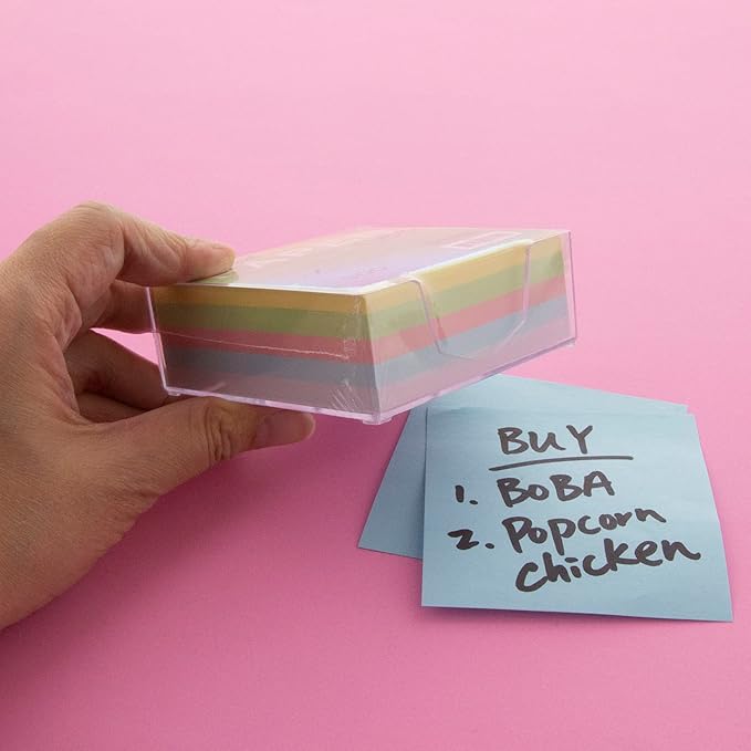 BAZIC Color Paper Cube w/Durable Tray, 3" X 3" 300 Count/Pack, Mini Memo Papers Pads Note Paper Reminders (Non Sticky), Assorted Colors, 36-Pack