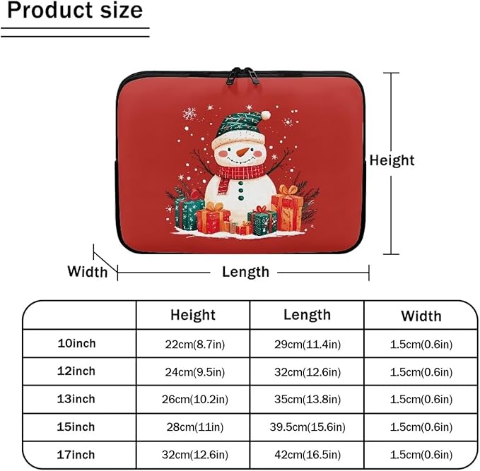 Cute Snowman Laptop Sleeve for Women Teen Girls 17 inch Laptop Protector with Multiple Uses Computer Carrying Case Christmas Tablet Bag Lap Top Case Men Laptop Protector