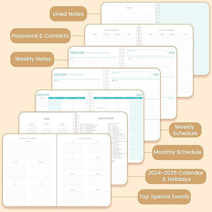 Yoment 2025 Planner Weekly and Monthly 8.5"x11" Hardcover 2025 Planner Dec 2024-Dec 2025 with 13 Month Tabs，Spiral Bound 2025 Calendar Monthly Planner for Women with Stickers Yearly Agenda，Black