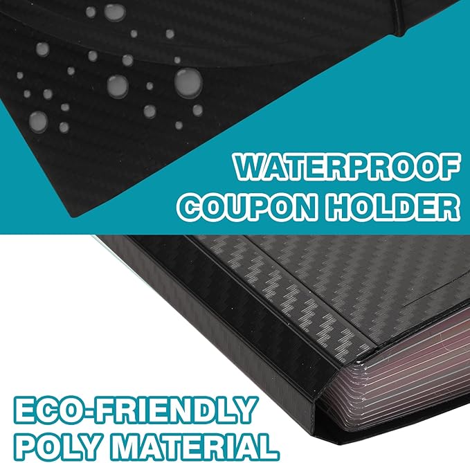 H4D Check Size 13 Pocket Expanding File Folder, Accordion File Organizer Wallet Case for Coupon Receipt Storage, 10 x 5.5 inches, Black