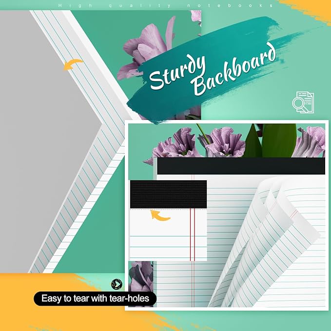 Legal Pads 8.5 x 11 Note Pads 8.5” x 11.75” College Ruled Writing Pads 80gsm Lined Paper, 30 Sheets per Pad, 12 Pack Perforated To-Do List Notepad Ideal for Office, Home, School