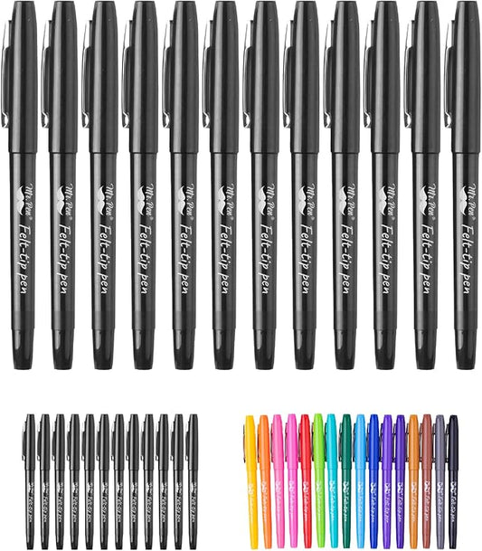Mr. Pen- Felt Tip Pens, Black Pen, 12 Pack, Fast Dry, No Smear, Planner Markers