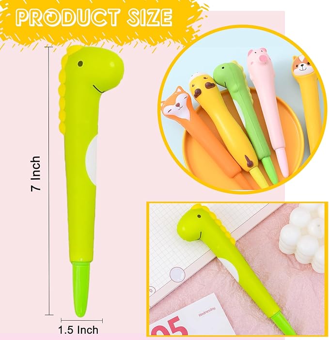 8pcs Kawaii Pens Squishies Animals Gel Ink Pens Fun Stationary Cute Pens Squishy Pens Sponge Pens Set Christmas Gifts Set for Girls Students Teens Back to School Supplies Party Favor