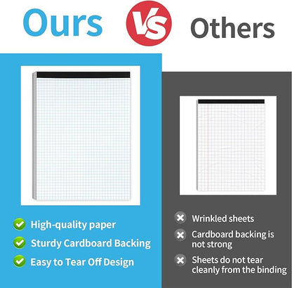 Grid Paper Notebook 8.5 X 11, 4x4 Graph Paper,-Sturdy Cardboard Backing, Graph Paper Pad for School, Office, Home, 70 Gsm Grid Paper, 2 Packs, 30 Sheets/Pad