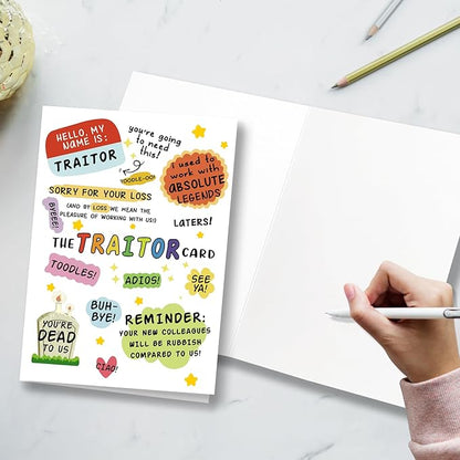 Funny Coworker Traitor Leaving Card, Coworker Humorous Leaving Card, Goodbye Farewell Card for Him and Hers, New Job Card Gift for Men and Women, Good Luck In New Job