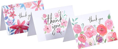 Amazon Basics Thank You Cards and Envelopes, 48 Count, Floral