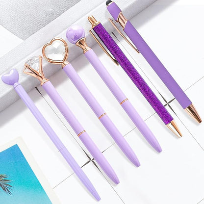 Personalized Pens for Women, 6 Pcs Purple Pens Ballpoint Pens Bulk, 1.0mm Medium Point Black Ink Pens for Journaling, Office and School Supplies Pens Gifts for Nurse Teacher (Purple)