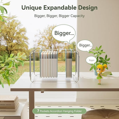 Wheat Straw Expanding Hanging File Folders,1.2" Accordion Pockets File Organizer, Large Capacity,Letter Size for Filing Cabinet,100% BPA Free, Return to Nature, Healthy Living-Sky Blue