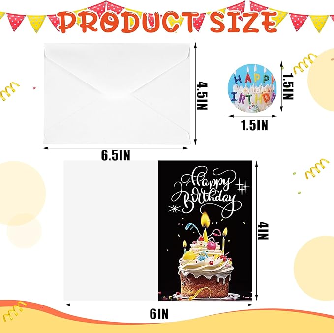 Harloon 200 Pack Happy Birthday Card Assorted Bulk with Blank Envelopes and Stickers 4 x 6 Inches Greeting Blank Happy Birthday Cards for Men Women Adults Kids, 20 Styles(Actual Style)