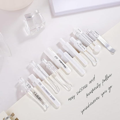 10 Count Pastel Gel Ink Pen Set,Cute Note Taking 0.5mm Fine Point Retractable 10 Count Black Ink Pens with for Writing, Journaling, School, Office (White)