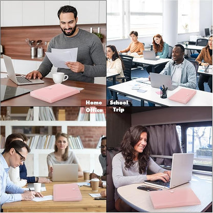 2 PCS Expanding File Folder A4,13 Pockets File Organiser with Colored Tags, Paperwork A4 Plastic Wallet Document Storage Expander for School,Office and Home, Pink