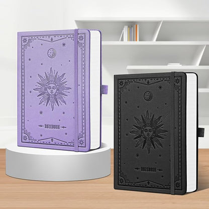 EMSHOI Lined Journal Notebook - 320 Numbered Pages, 100gsm Thick Journals, A5 Hardcover Leather College Ruled Notebooks for Women Men School Work Writing Note Taking, 5.75 x 8.38-Light Purple